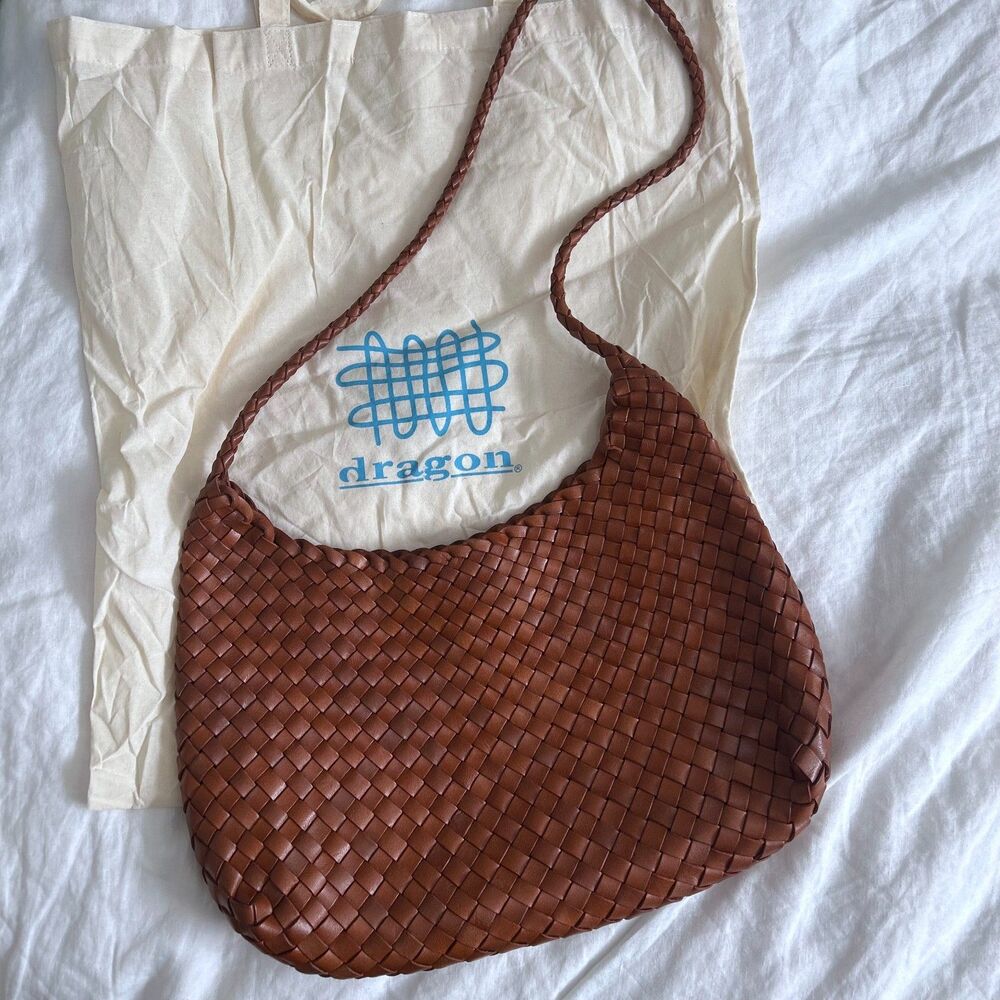 Dragon Diffusion Santa Rosa Large Woven Leather Bag Tan Buffalo